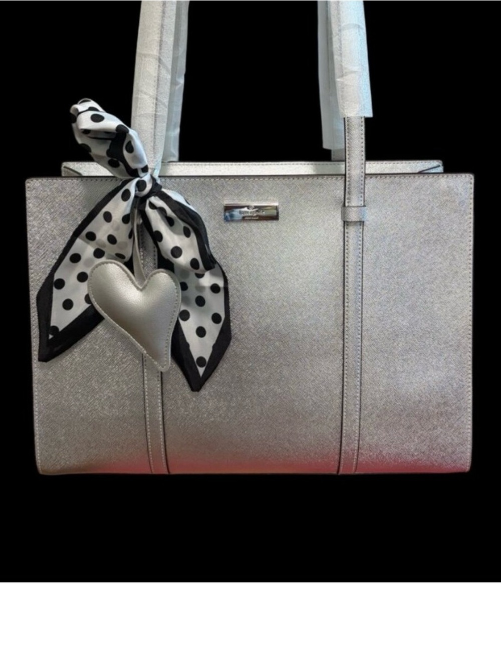 Kate Spade New York Gifting Tote KI965 Metallic Saffiano Lunar Light NWT